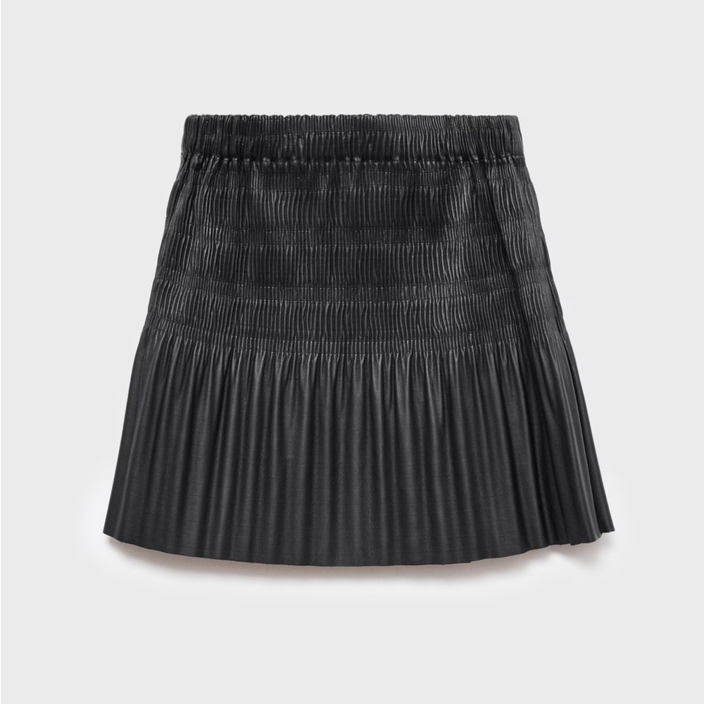 Mango girls pleated leather effect mini skirt new size 13-14